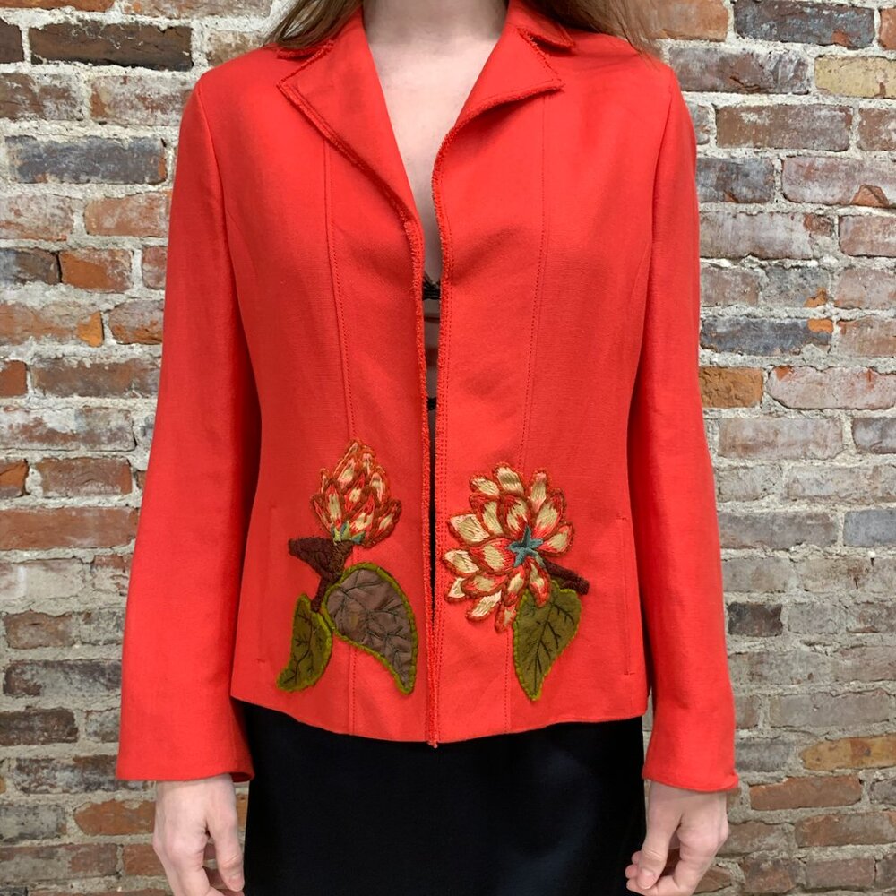 Red Embroidered Akris Punto Blazer